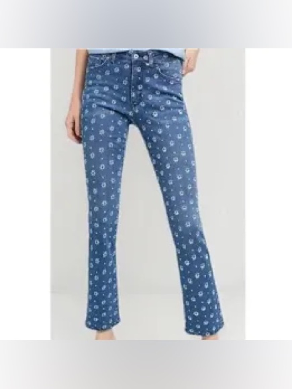Anthropologie Pilcro Women's Blue Floral Daisy Embroidered Print Jeans
